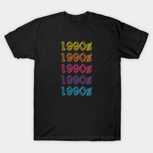 rainbow neon glow 1990s inspired design T-Shirt